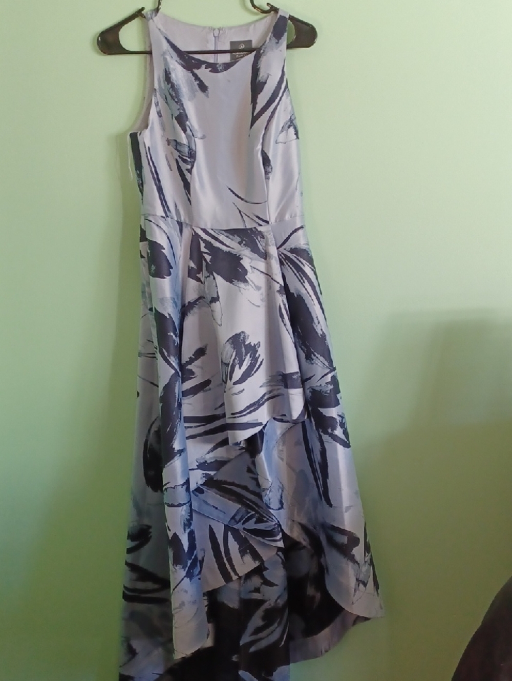 Adrianna Papell Lavender and Navy Brushstroke High-Low Dress